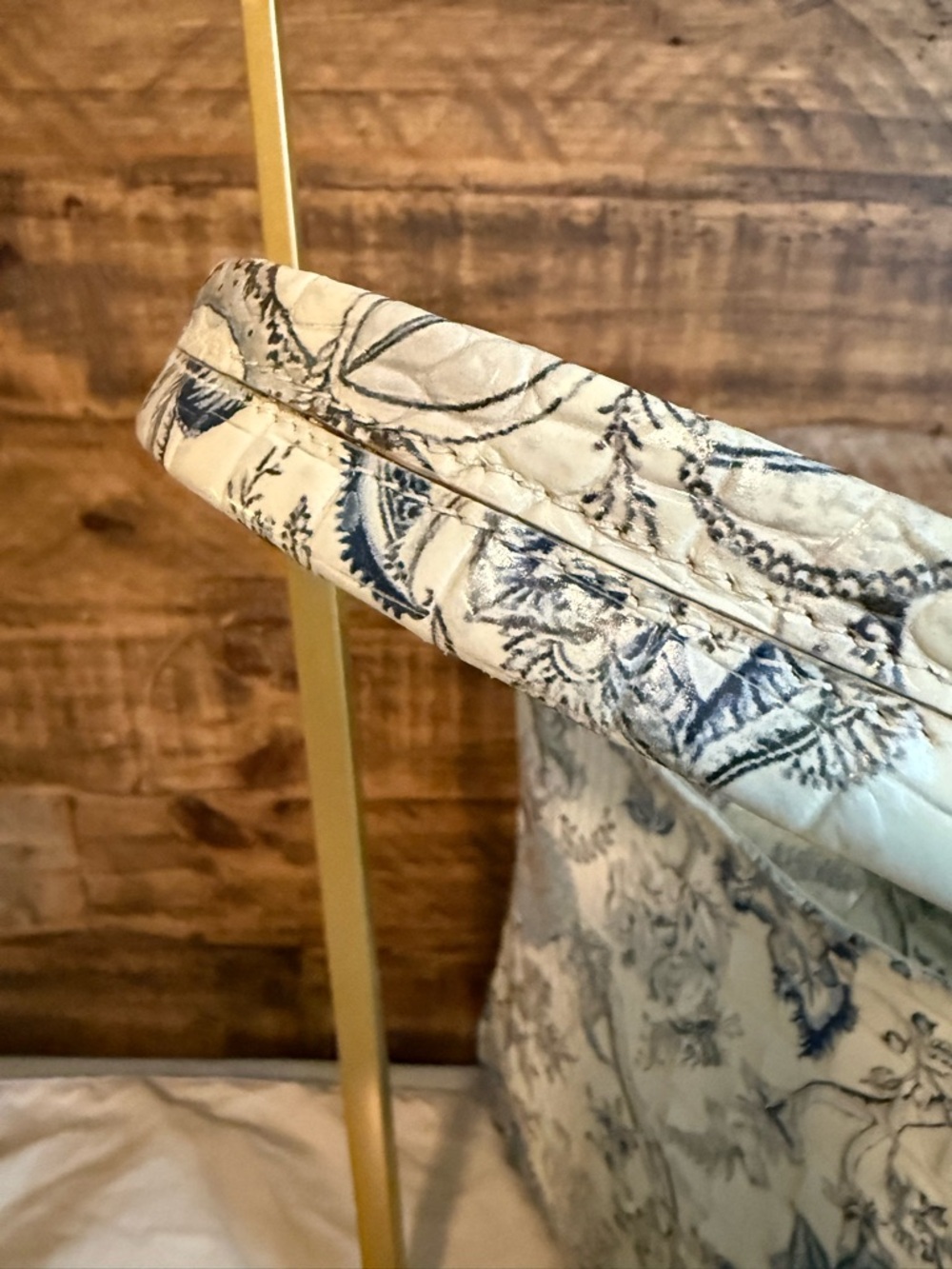 Brahmin Cream and Blue Floral Embossed Shoulder Bag - Picture 13 of 14